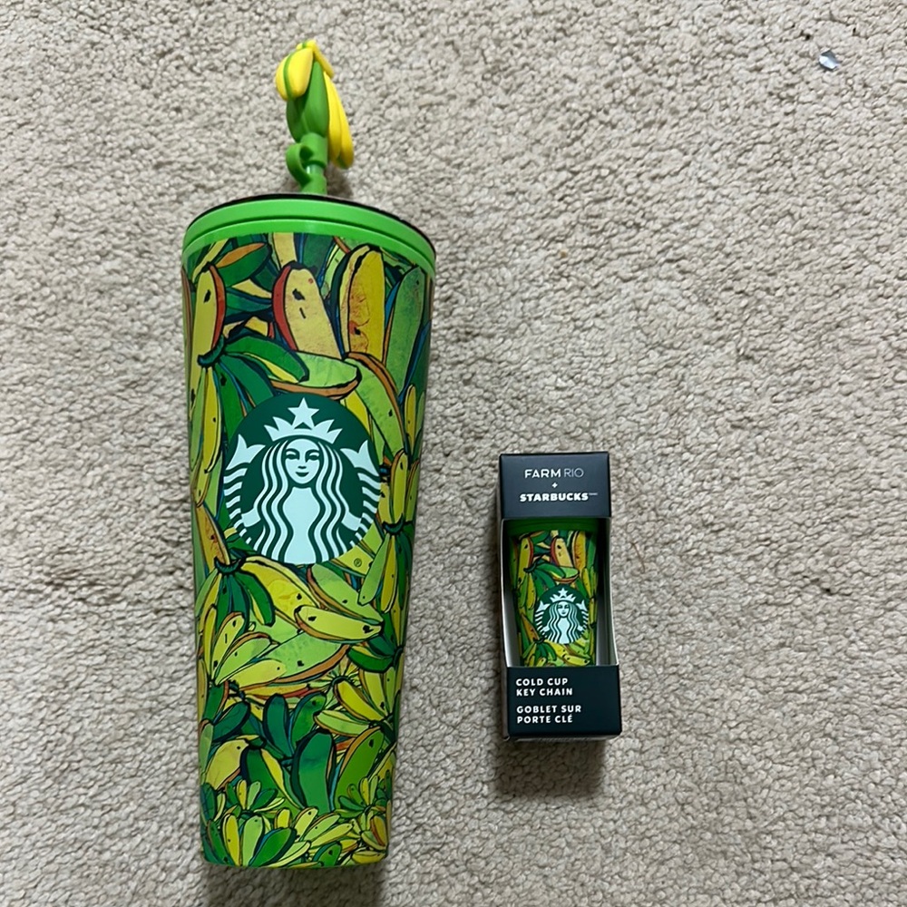 NEW Starbucks + Farm Rio Key Chain & Cup Banana